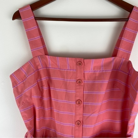 Gal Meets Glam Woman’s Midi Dress 14 Button Front Wide Strap Functioning Buttons - Picture 7 of 9